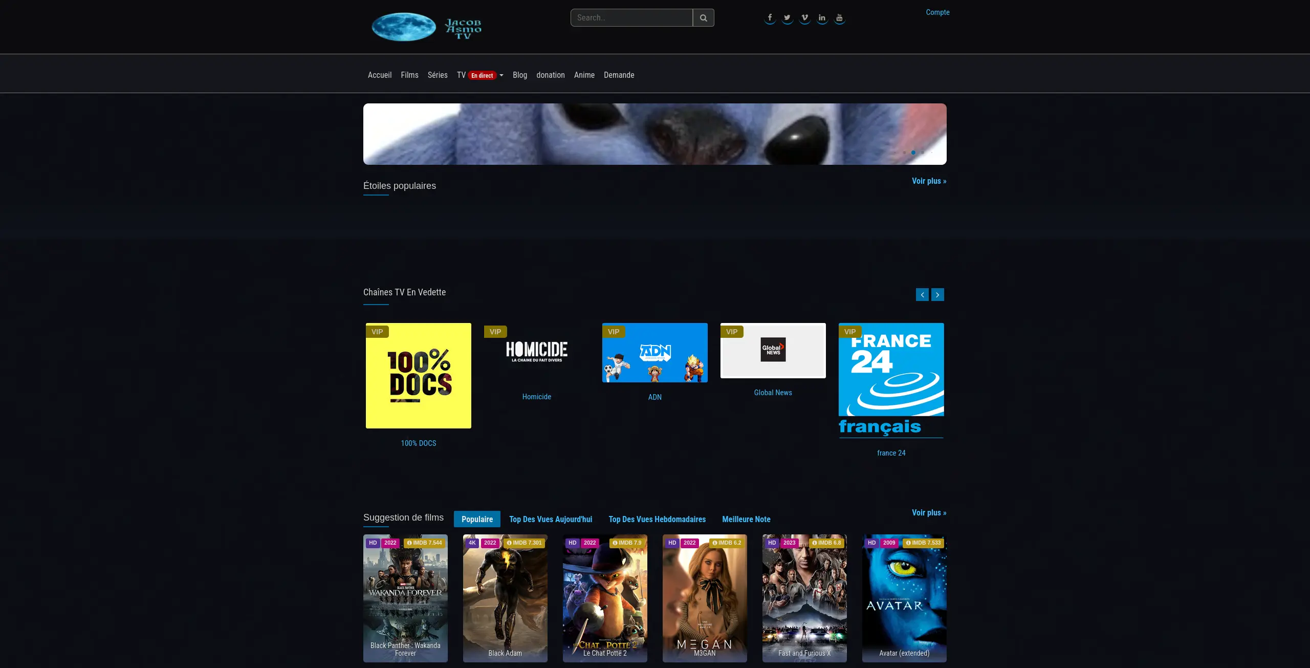 Page d'accueil du site de streaming  jacob-asmo - adresse officielle 2025