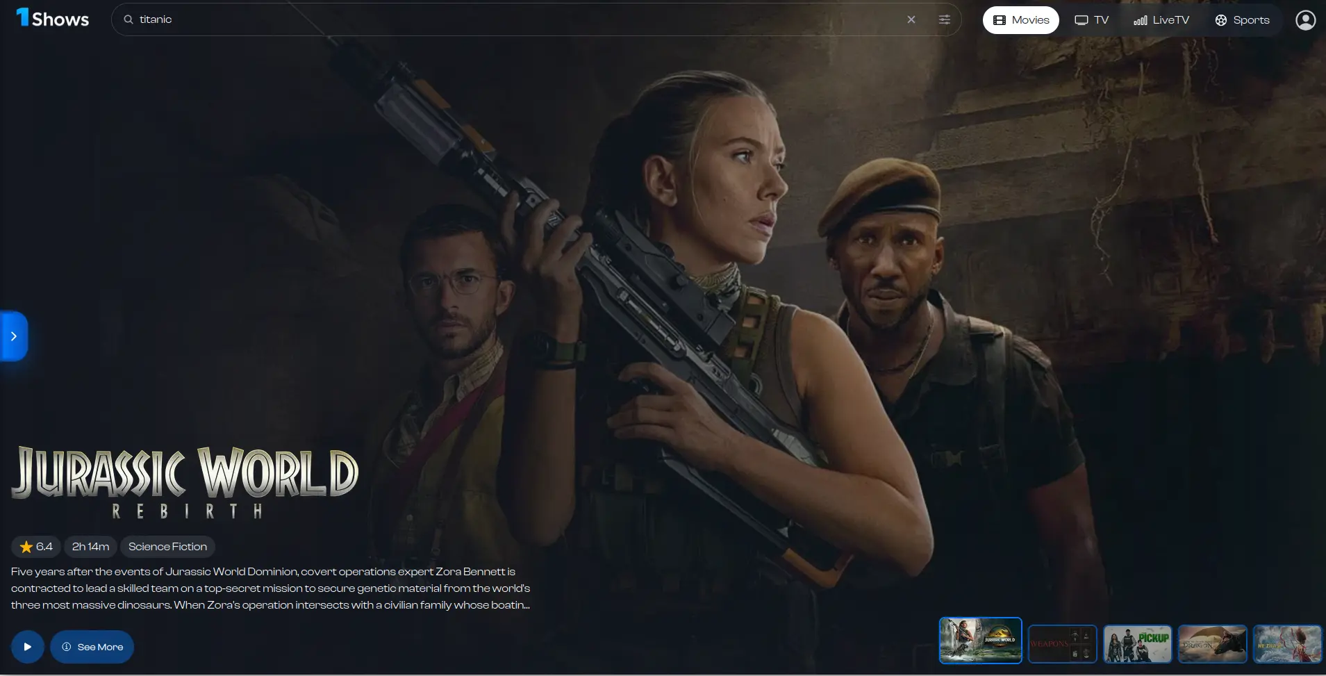 Page d'accueil du site de streaming  1shows - adresse officielle 2025