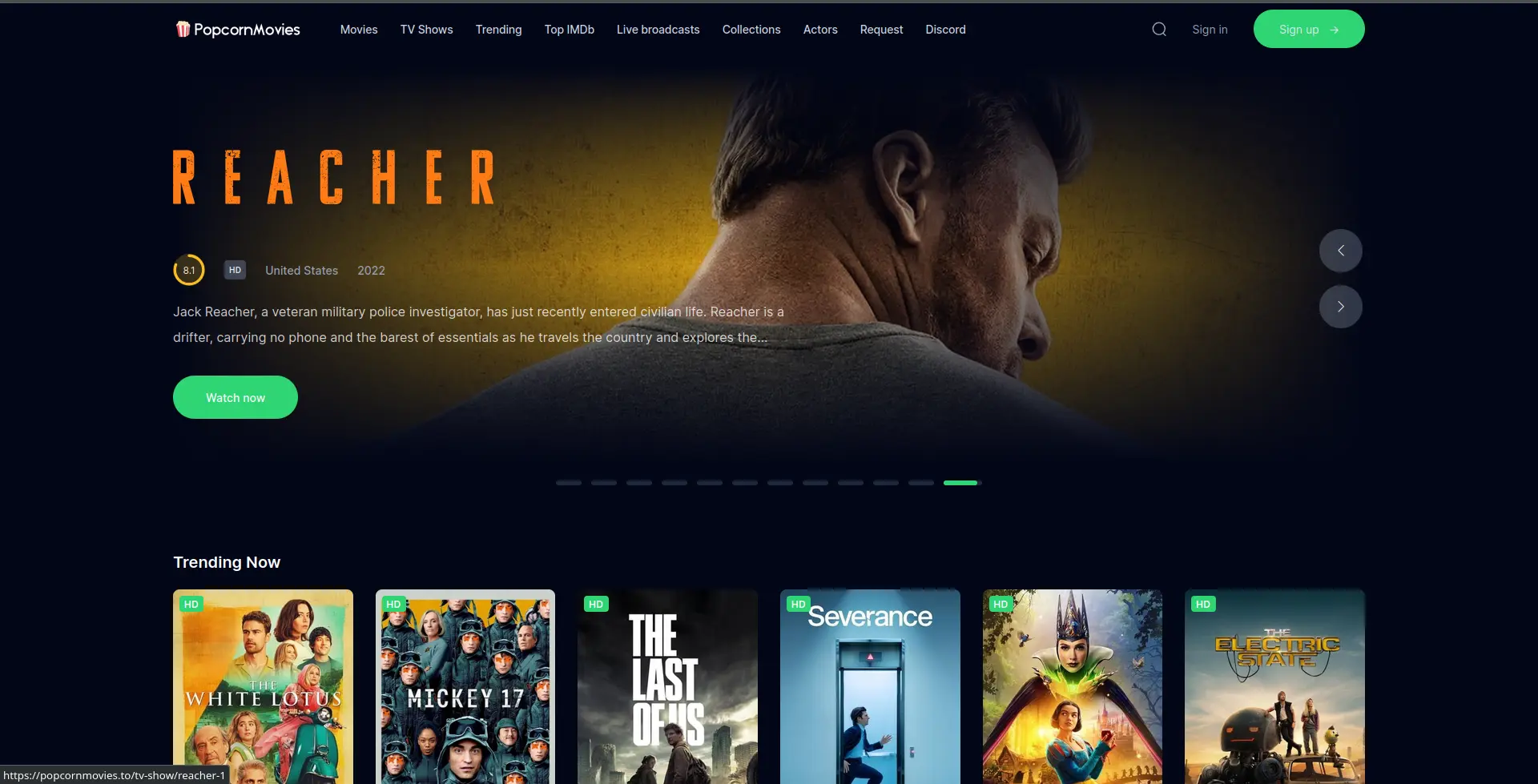page d'accueil de popcornmovies