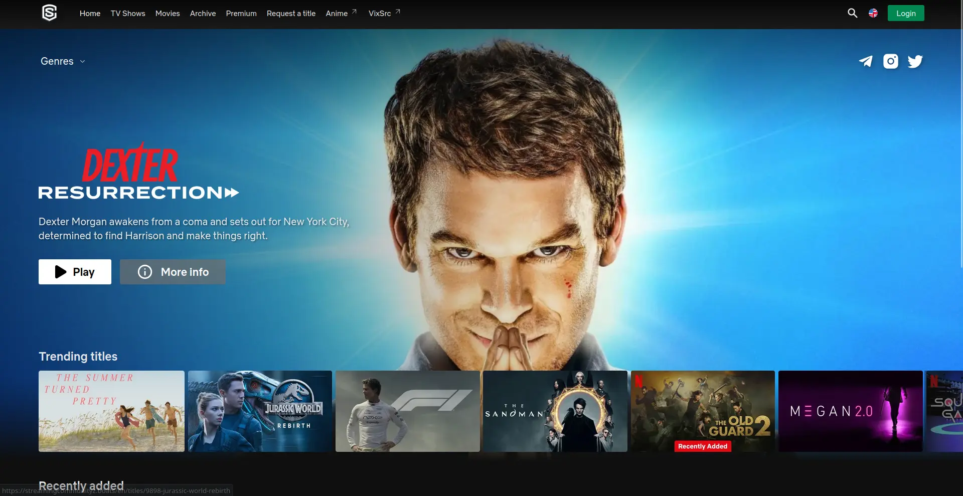 Page d'accueil du site de streaming  streamingcommunityz - adresse officielle 2025