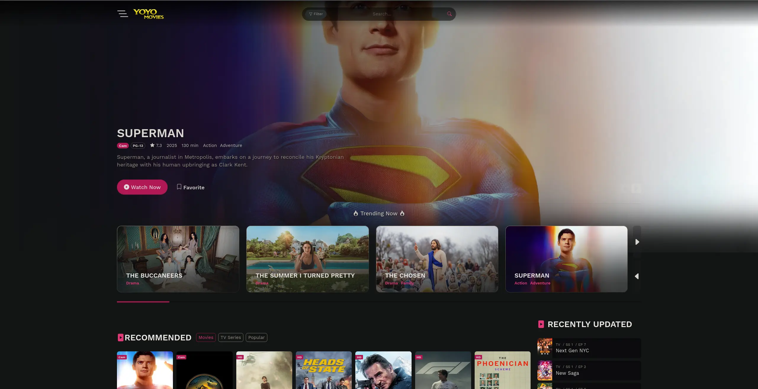 Page d'accueil du site de streaming  yoyomovies - adresse officielle 2025