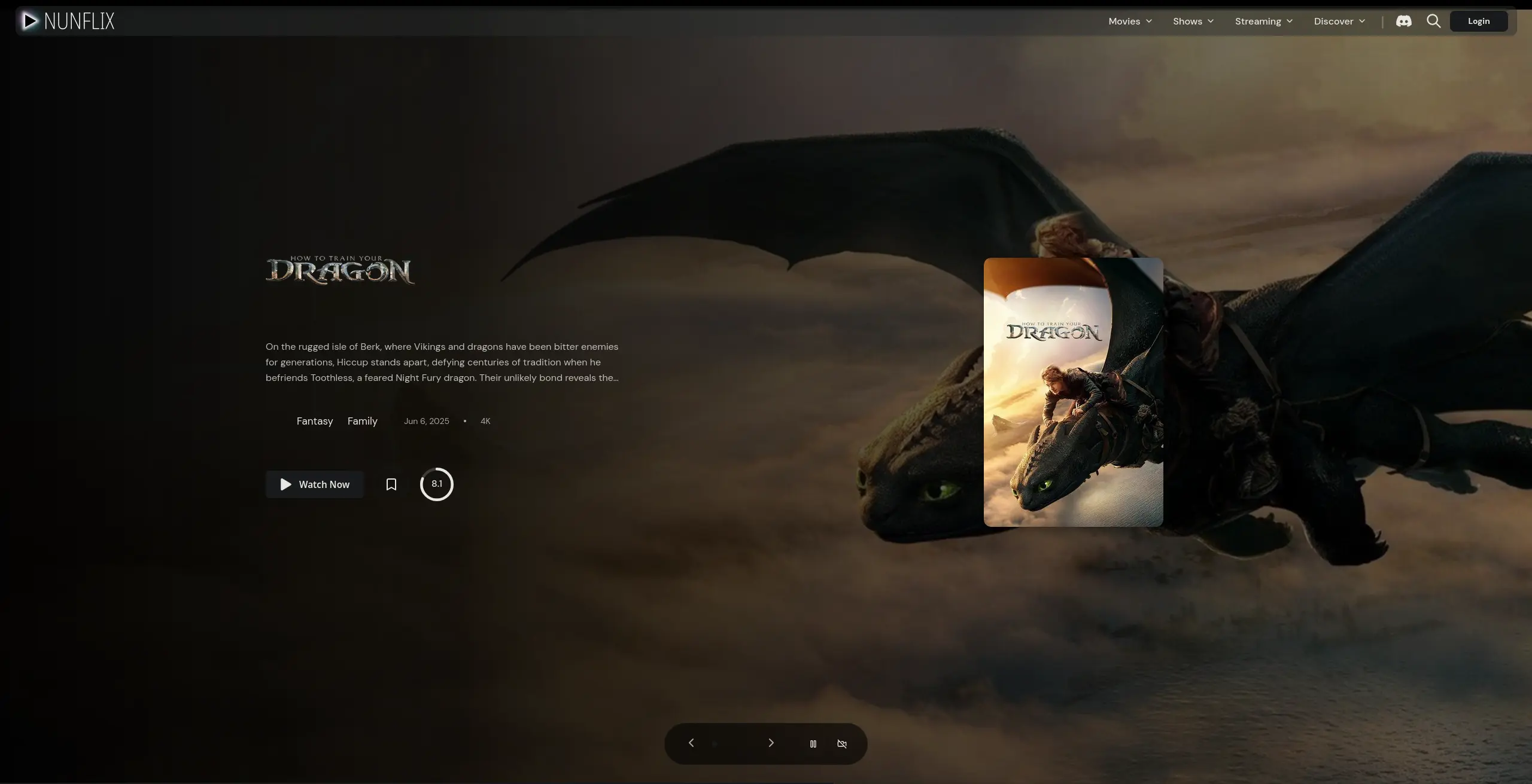 Page d'accueil du site de streaming  nunflix - adresse officielle 2025